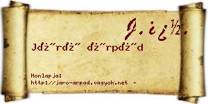 Járó Árpád névjegykártya